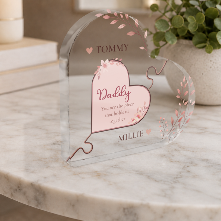 Personalised Puzzle Heart Acrylic Plaque Keepsake