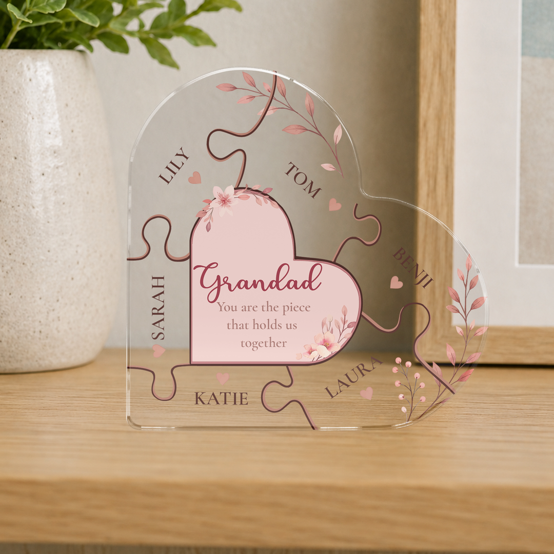 Personalised Puzzle Heart Acrylic Plaque Keepsake