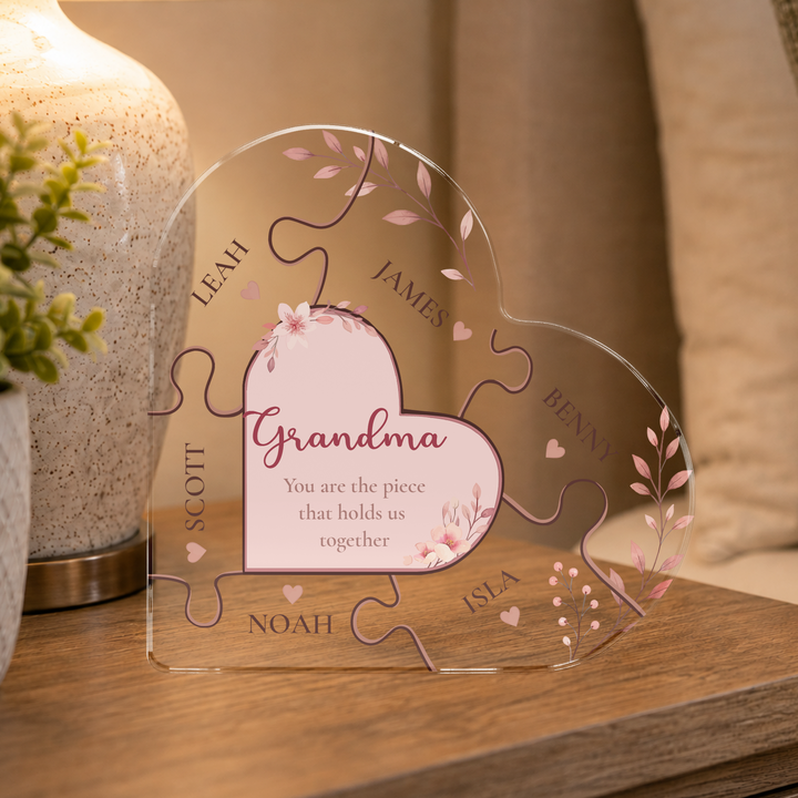Personalised Puzzle Heart Acrylic Plaque Keepsake
