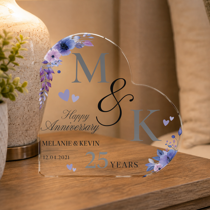 Personalised Happy Anniversary Heart Acrylic Plaque Keepsake