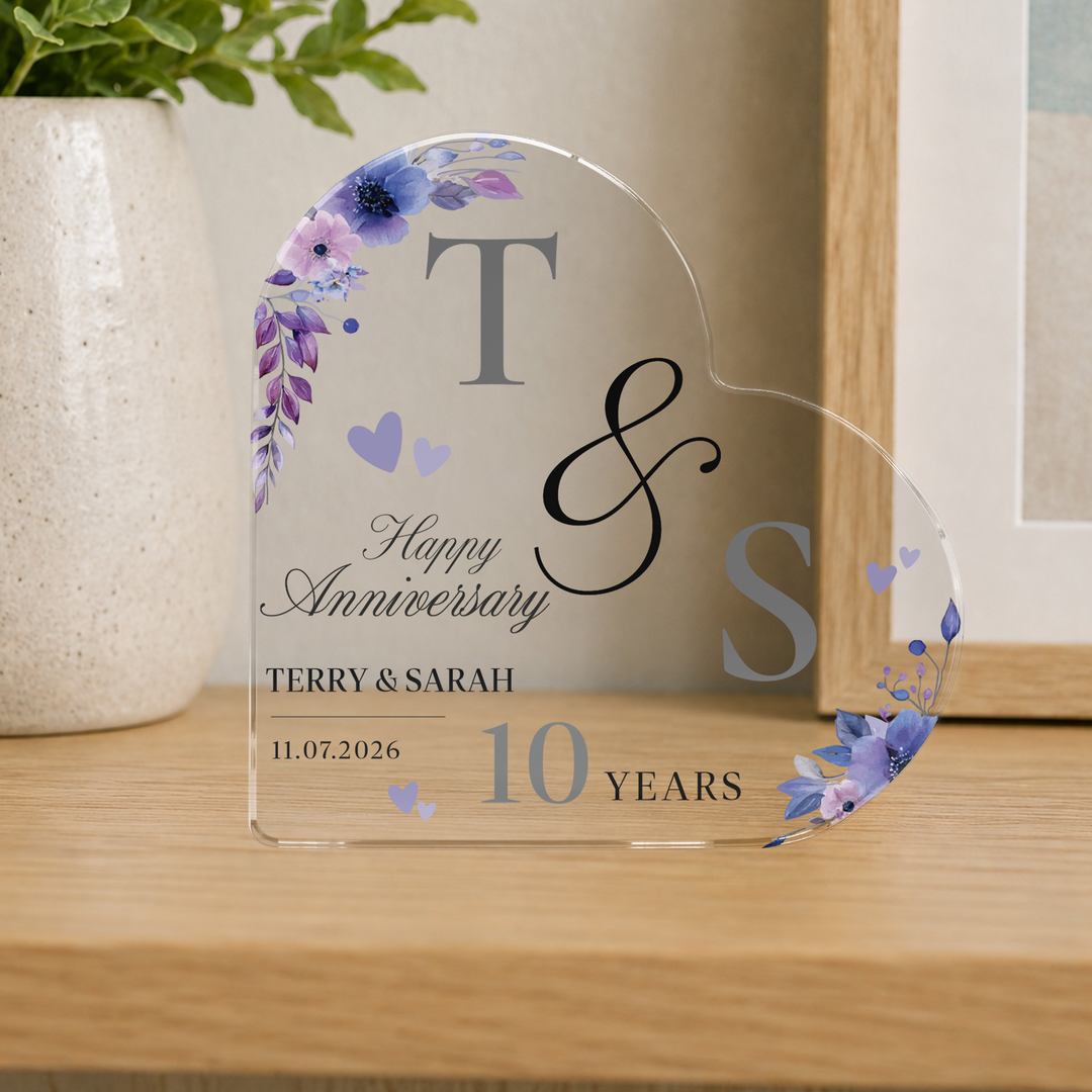 Personalised Happy Anniversary Heart Acrylic Plaque Keepsake