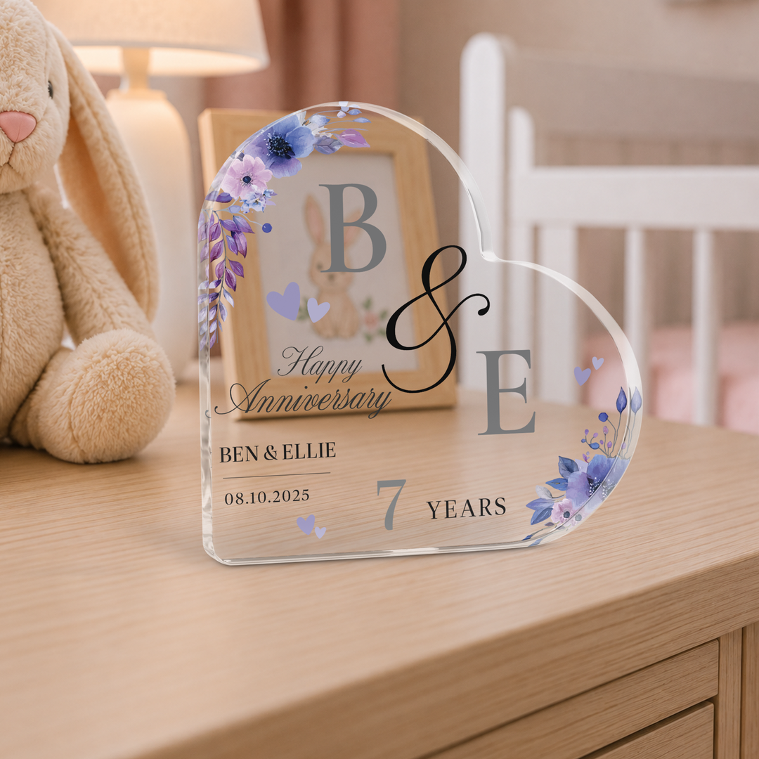 Personalised Happy Anniversary Heart Acrylic Plaque Keepsake