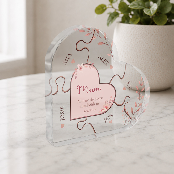 Personalised Puzzle Heart Acrylic Plaque Keepsake