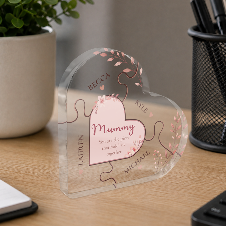 Personalised Puzzle Heart Acrylic Plaque Keepsake