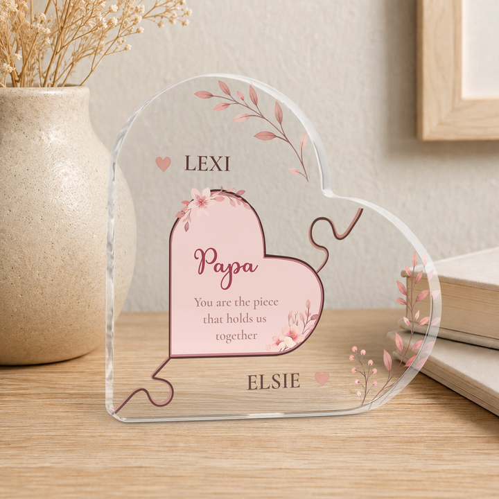 Personalised Puzzle Heart Acrylic Plaque Keepsake