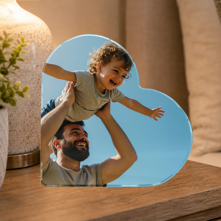 Personalised Photo Heart Acrylic Plaque, Custom Photo Family Keepsake Gift