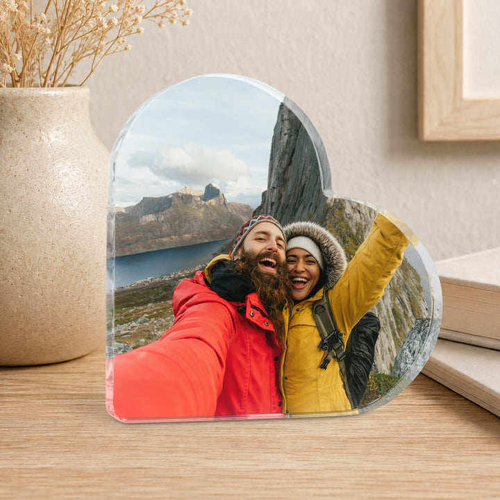 Personalised Photo Heart Acrylic Plaque, Custom Photo Family Keepsake Gift