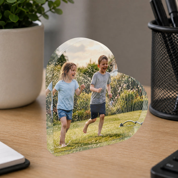 Personalised Photo Heart Acrylic Plaque, Custom Photo Family Keepsake Gift