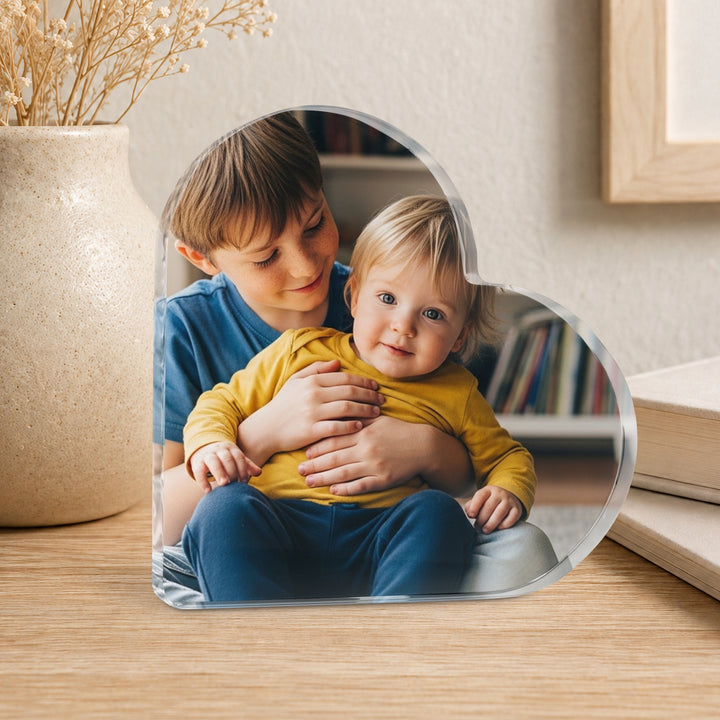 Personalised Photo Heart Acrylic Plaque, Custom Photo Family Keepsake Gift