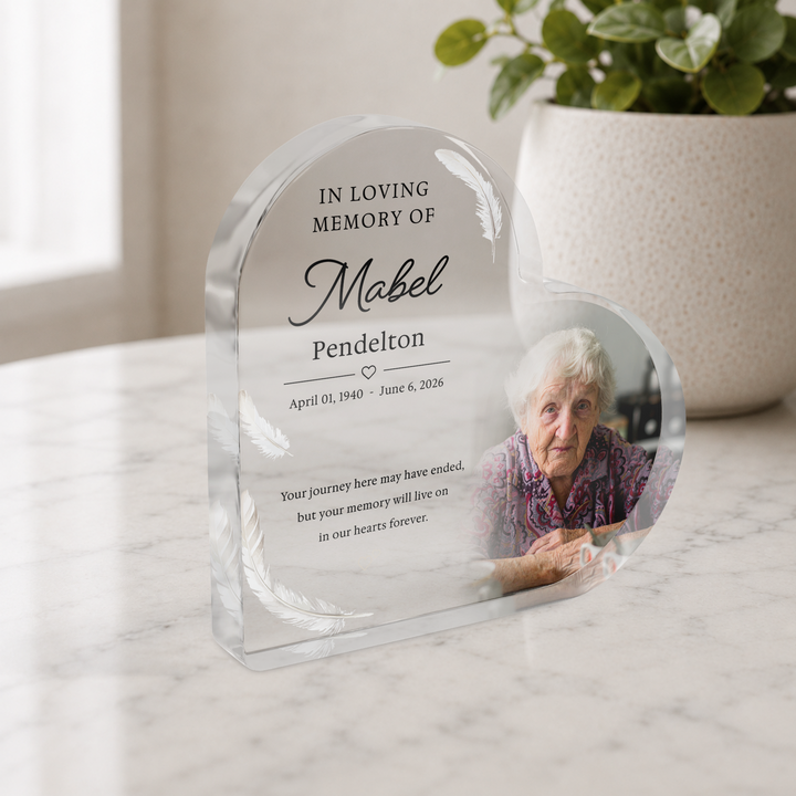 Personalised Memorial Plaque Heart Acrylic Keepsake