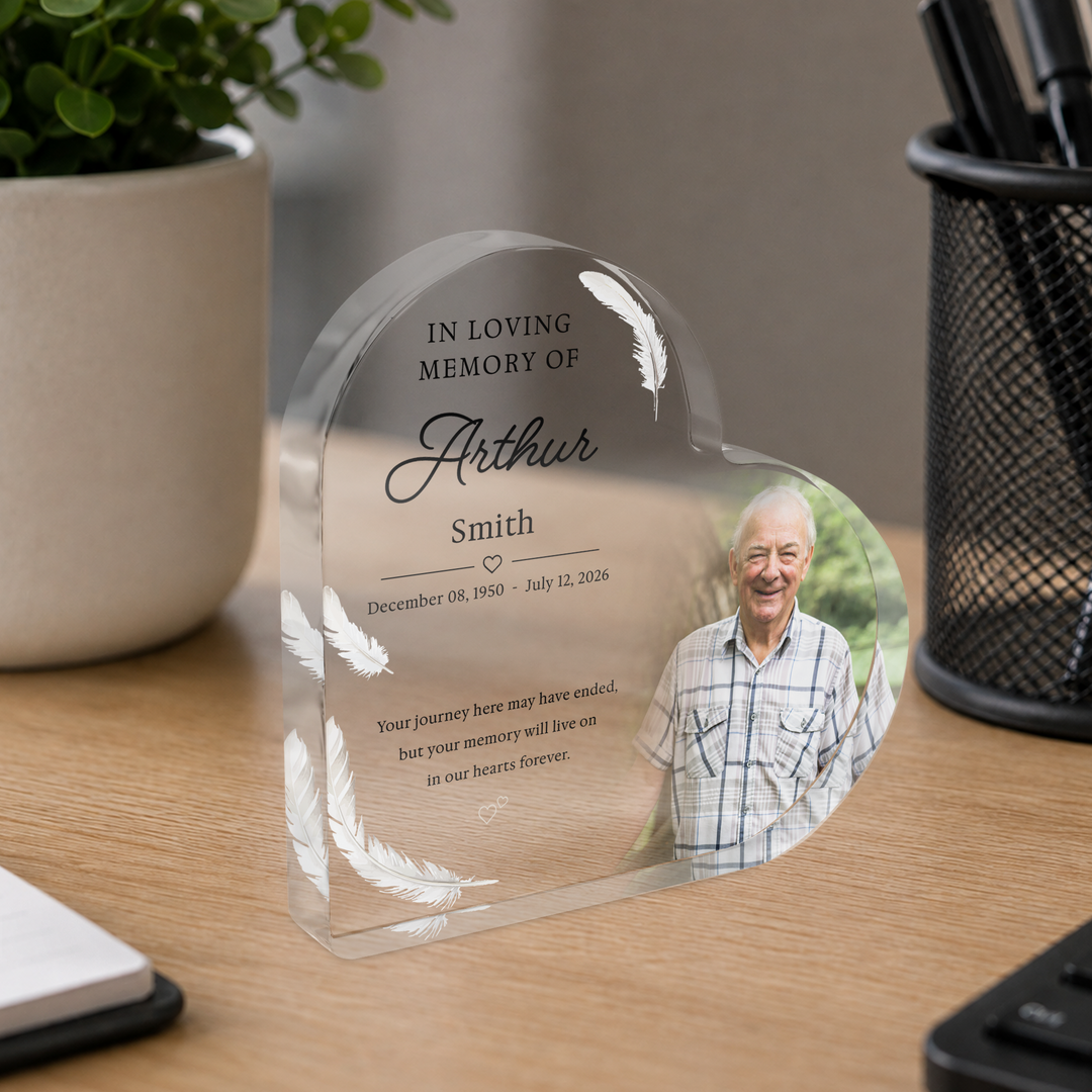 Personalised Memorial Plaque Heart Acrylic Keepsake