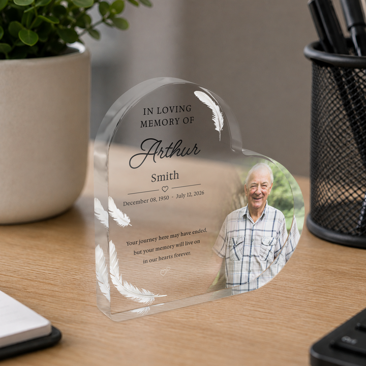 Personalised Memorial Plaque Heart Acrylic Keepsake