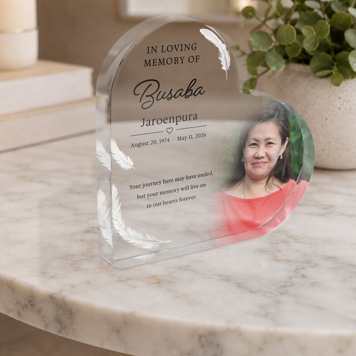 Personalised Memorial Plaque Heart Acrylic Keepsake
