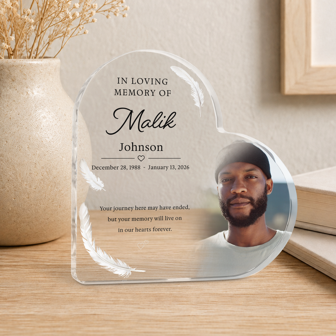 Personalised Memorial Plaque Heart Acrylic Keepsake