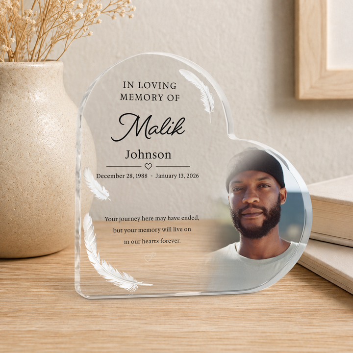 Personalised Memorial Plaque Heart Acrylic Keepsake