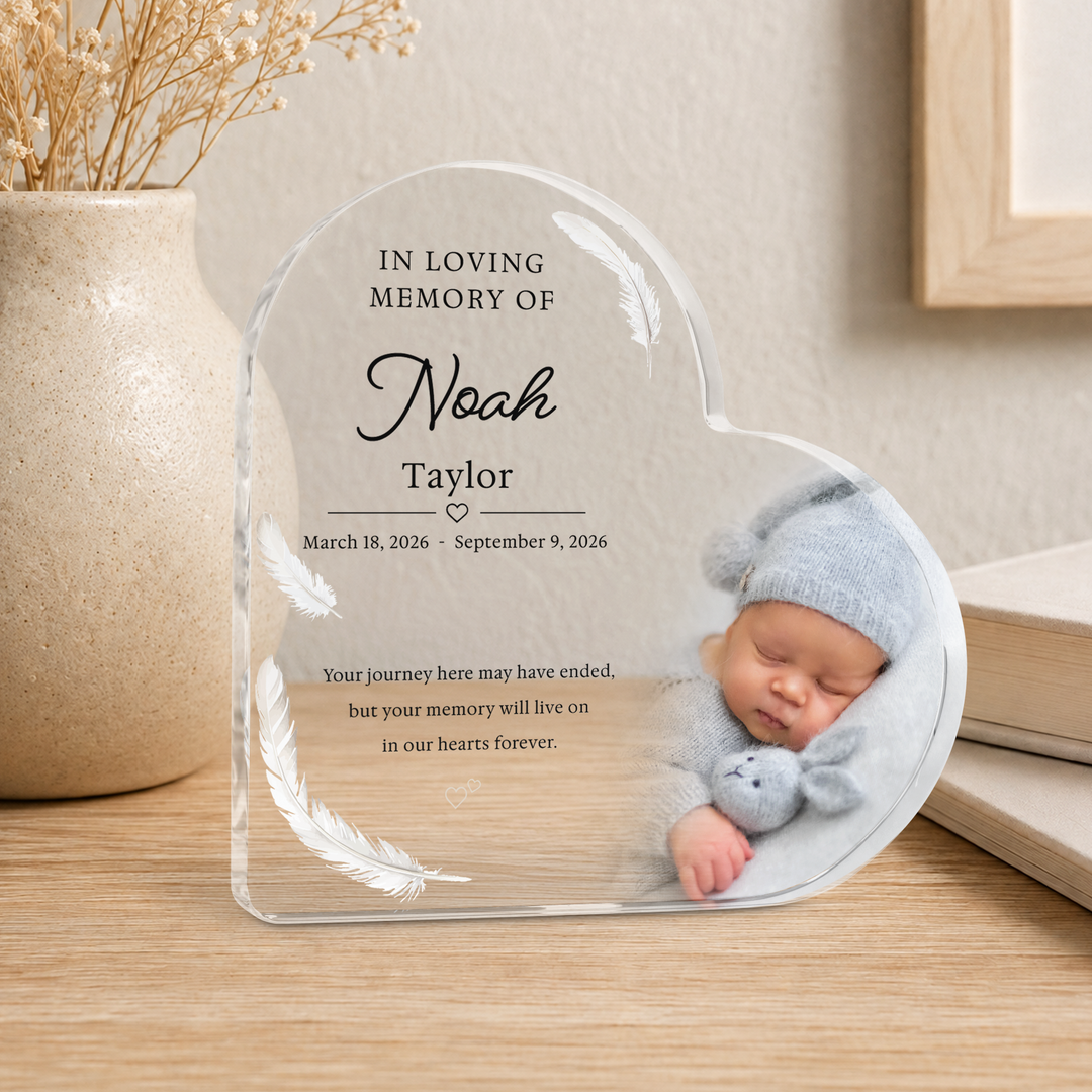 Personalised Memorial Plaque Heart Acrylic Keepsake