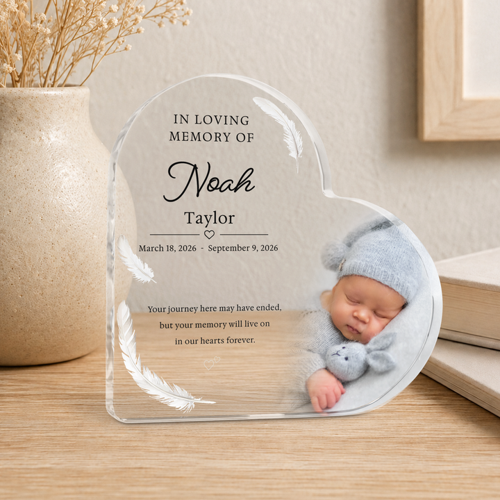 Personalised Memorial Plaque Heart Acrylic Keepsake