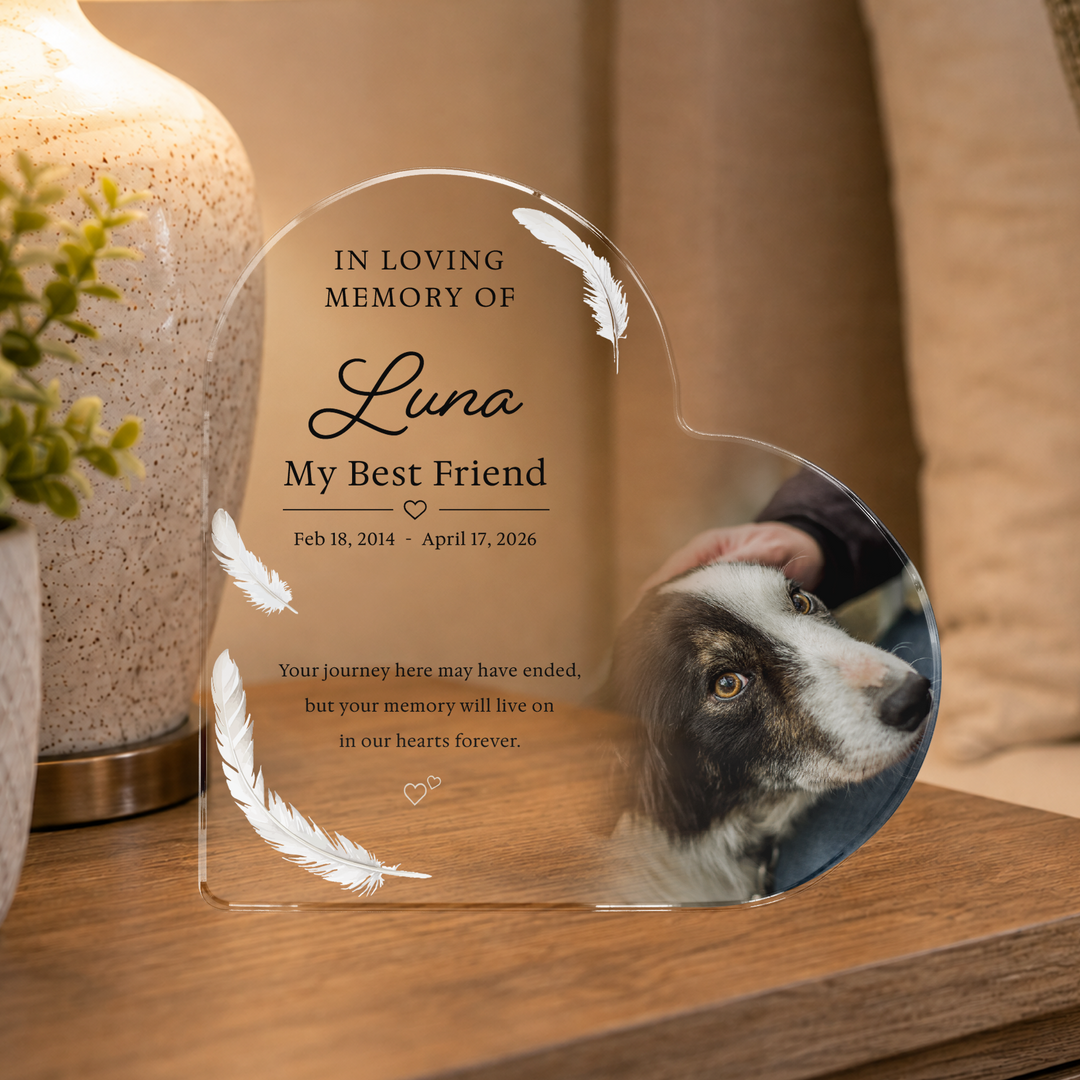Personalised Memorial Plaque Heart Acrylic Keepsake