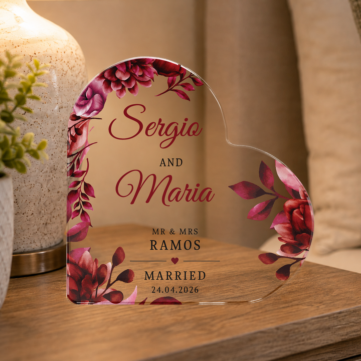 Personalised Married Heart Acrylic Plaque
