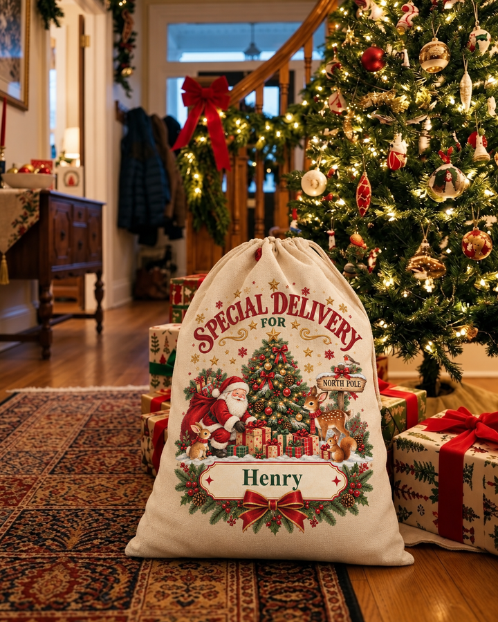 Personalised North Pole Santa Christmas Sack