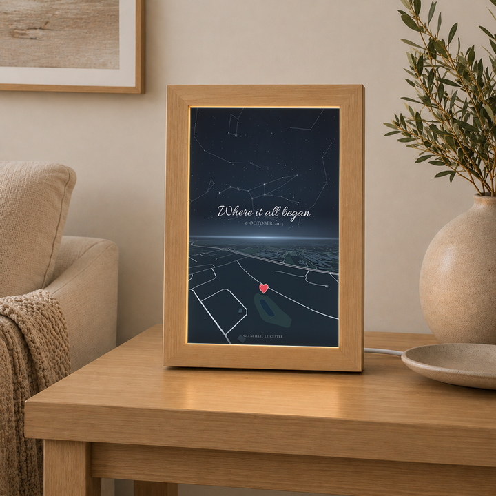 Personalised Horizon + Star Sky Map LED Frame ( Powered by USB )