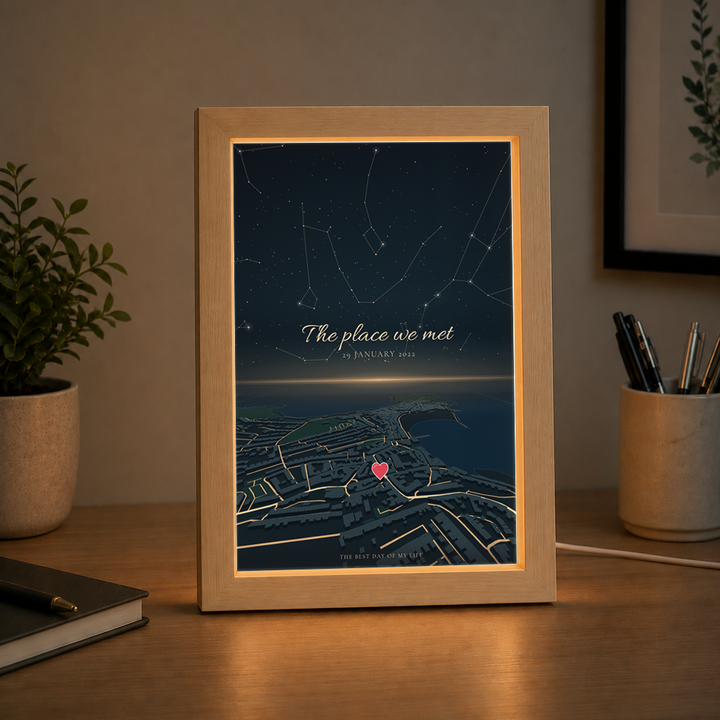Personalised Horizon + Star Sky Map LED Frame ( Powered by USB )