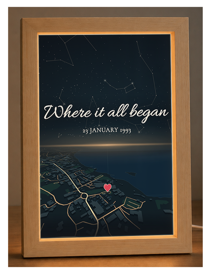 Personalised Horizon + Star Sky Map LED Frame ( Powered by USB )