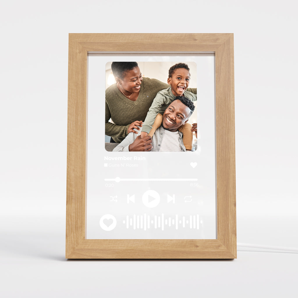 Personalised A5 Acrylic Music Song Frame with Photo - Powered by USB