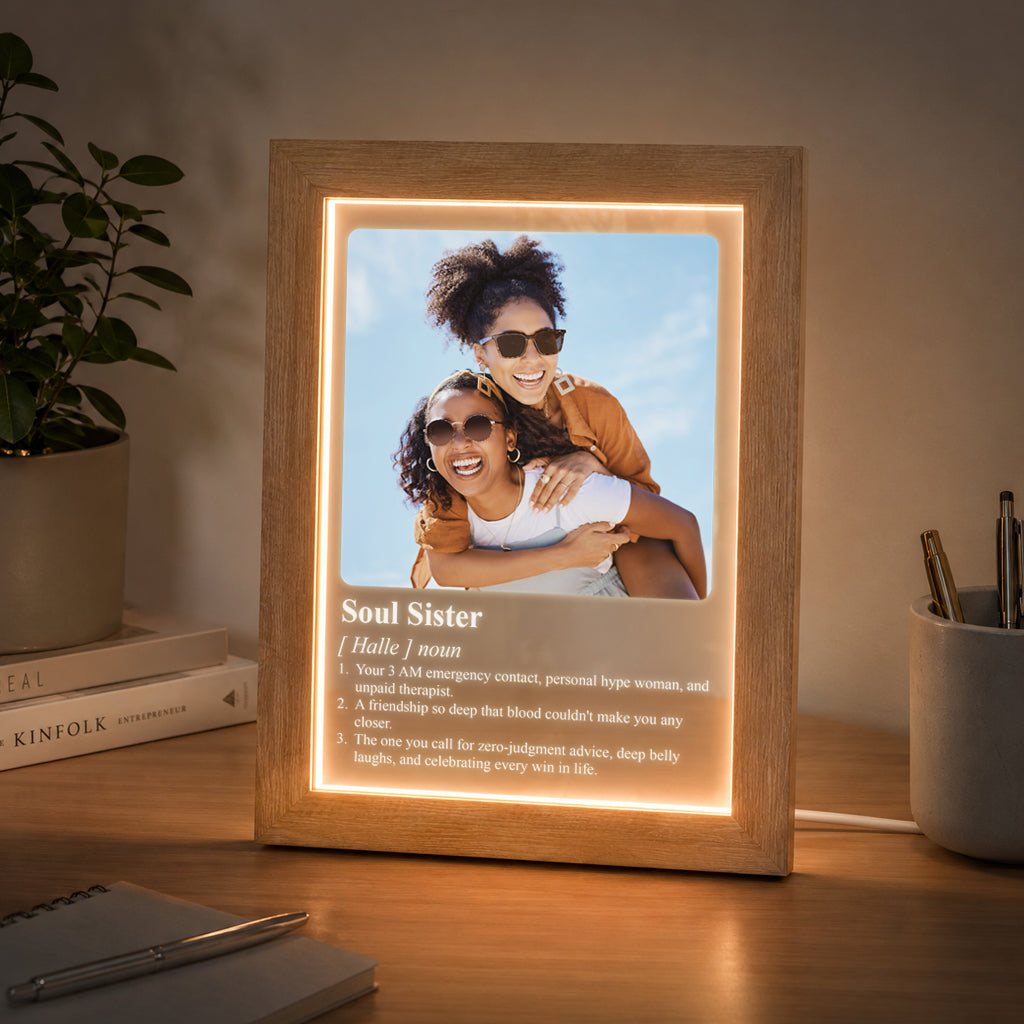 Personalised Family Definition Photo Frame, Custom Message Keepsake (USB Powered)