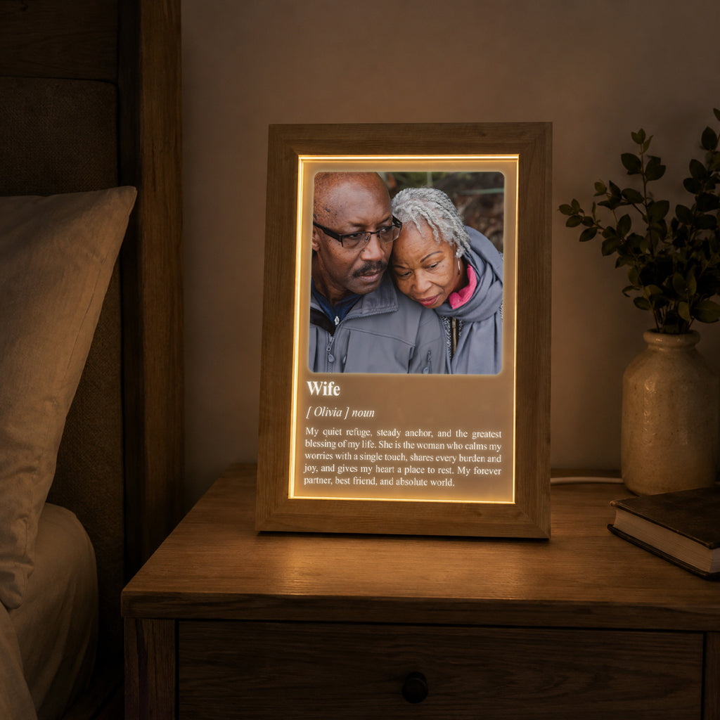 Personalised Family Definition Photo Frame, Custom Message Keepsake (USB Powered)