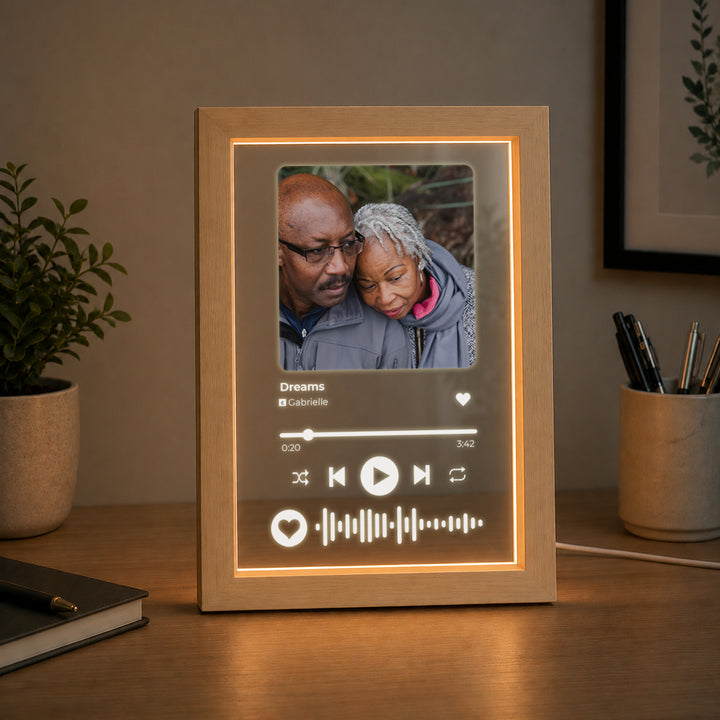 Personalised A5 Acrylic Music Song Frame with Photo - Powered by USB