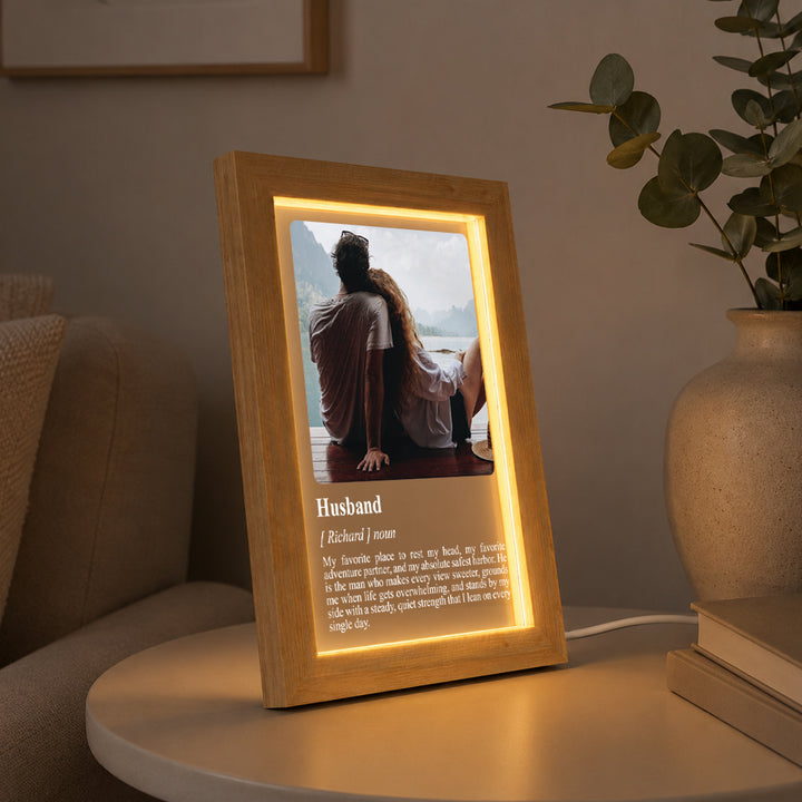 Personalised Family Definition Photo Frame, Custom Message Keepsake (USB Powered)
