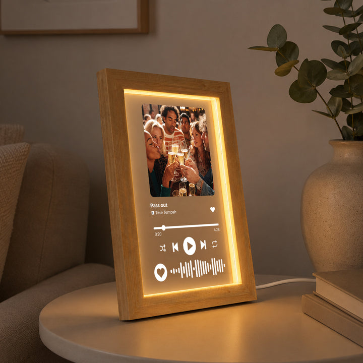 Personalised A5 Acrylic Music Song Frame with Photo - Powered by USB