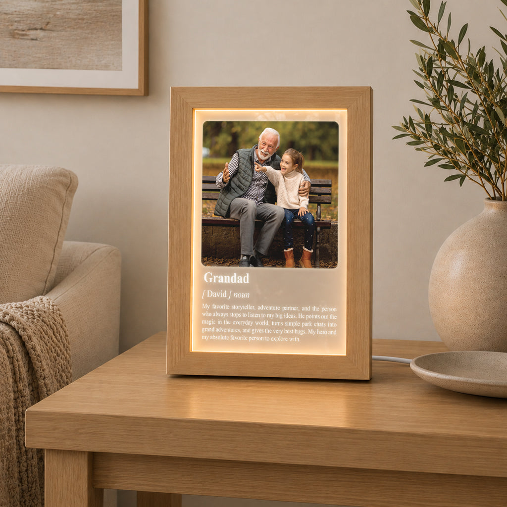 Personalised Family Definition Photo Frame, Custom Message Keepsake (USB Powered)