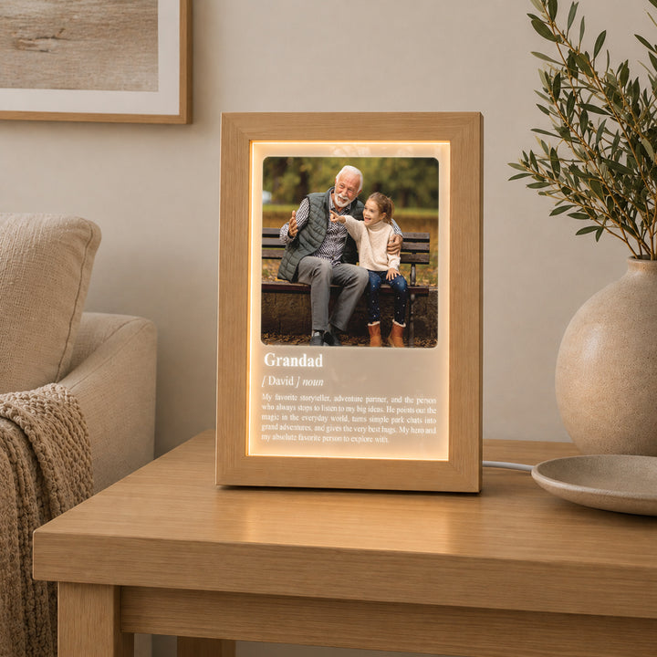 Personalised Family Definition Photo Frame, Custom Message Keepsake (USB Powered)