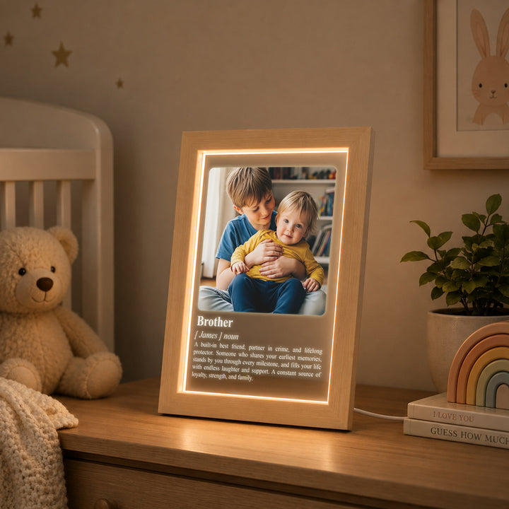 Personalised Family Definition Photo Frame, Custom Message Keepsake (USB Powered)