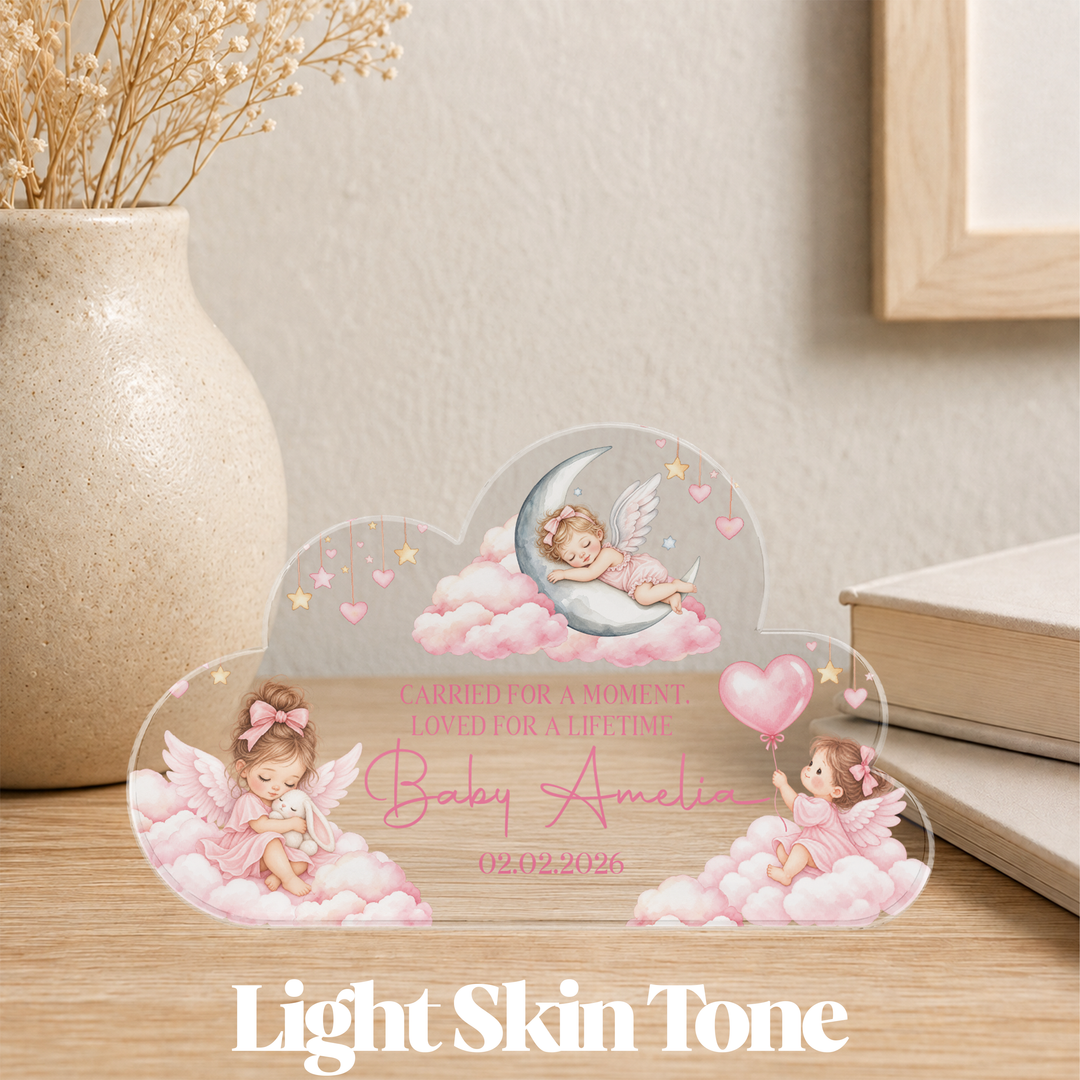 Personalised Baby Memorial Cloud Plaque - Pink