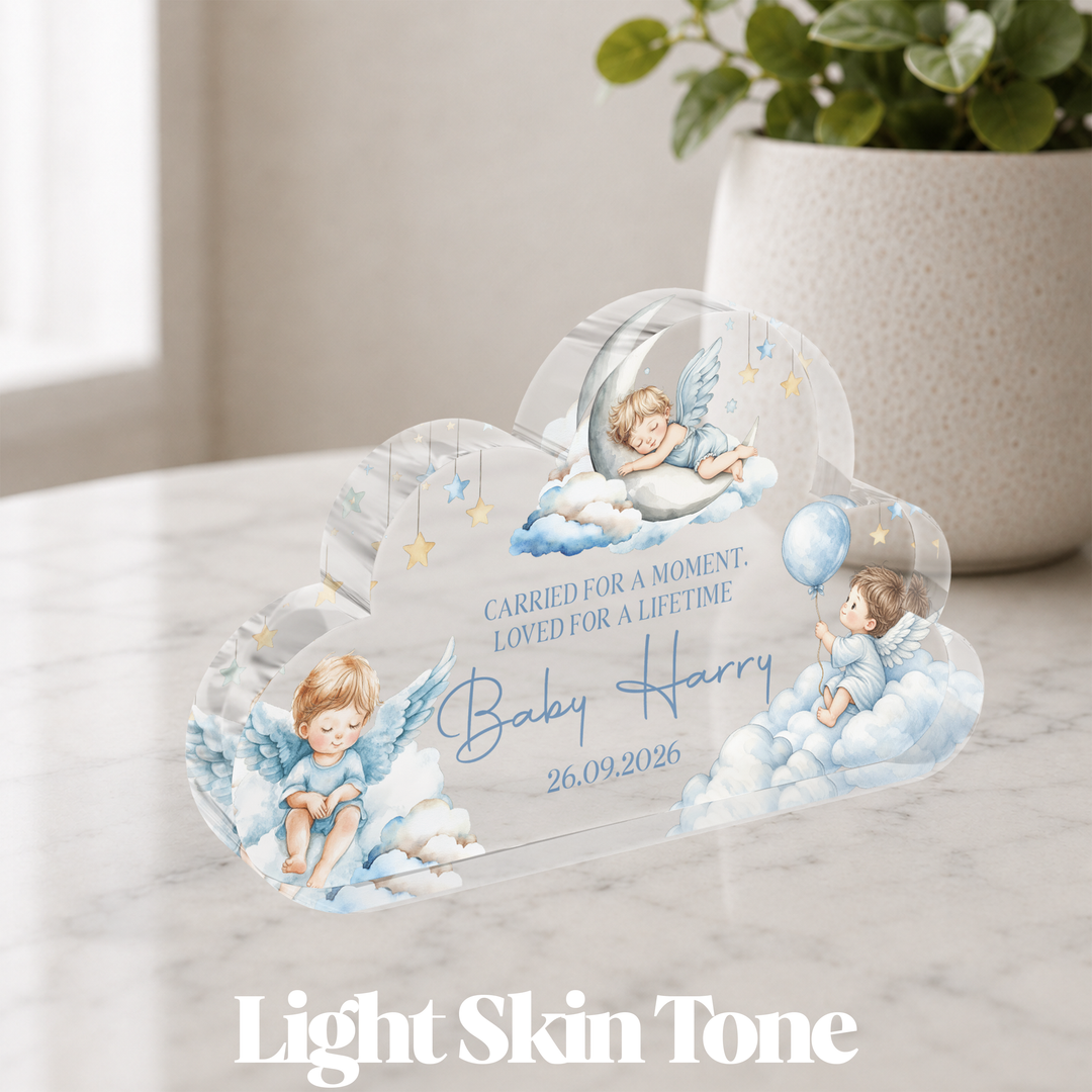 Personalised Baby Memorial Cloud Plaque - Blue