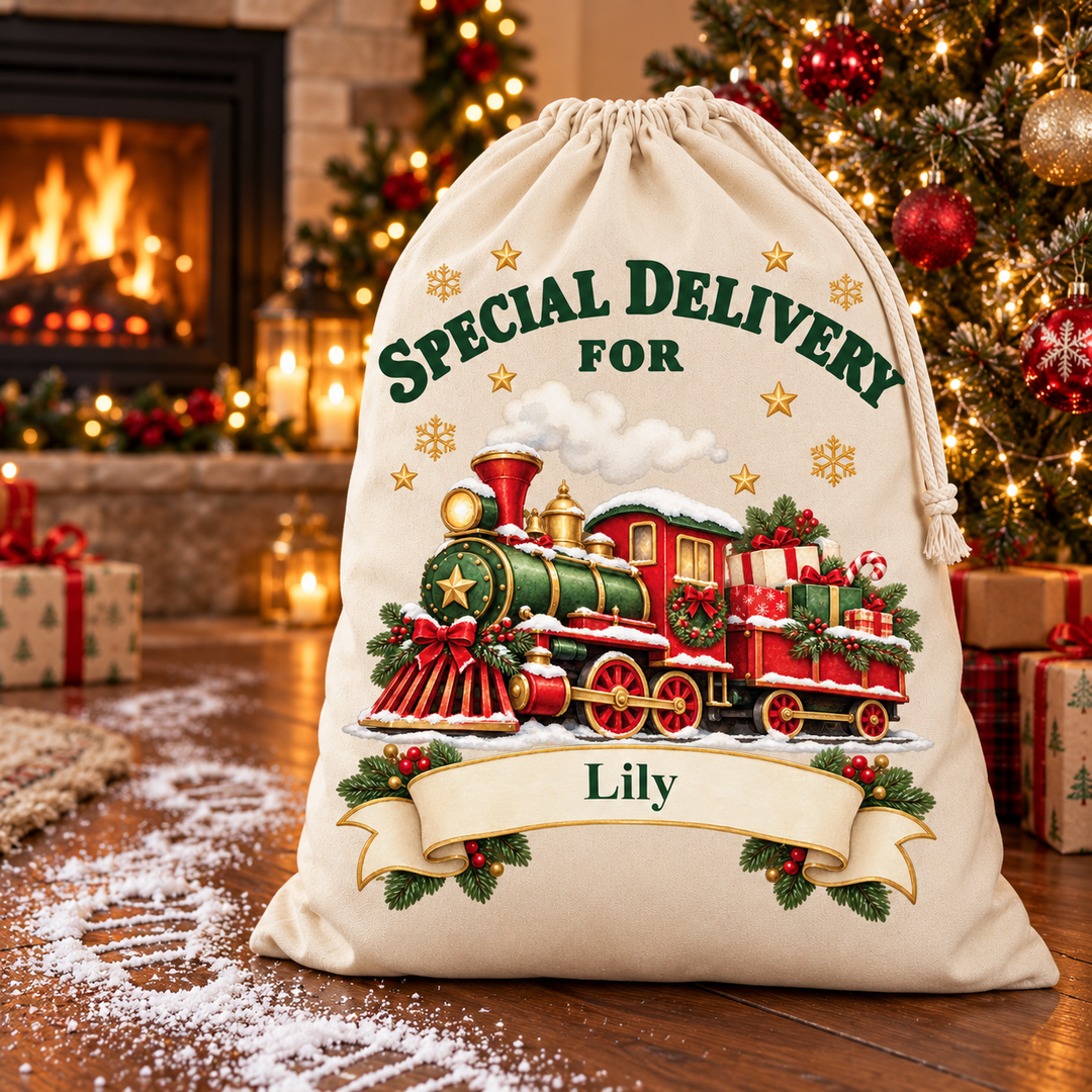 Personalised Christmas Train Sack