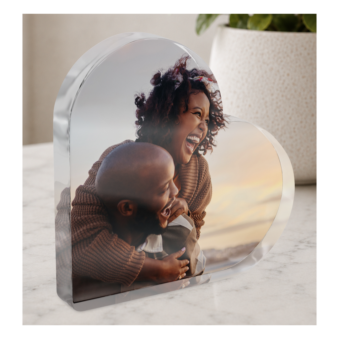 Personalised Photo Heart Acrylic Plaque, Custom Photo Family Keepsake Gift