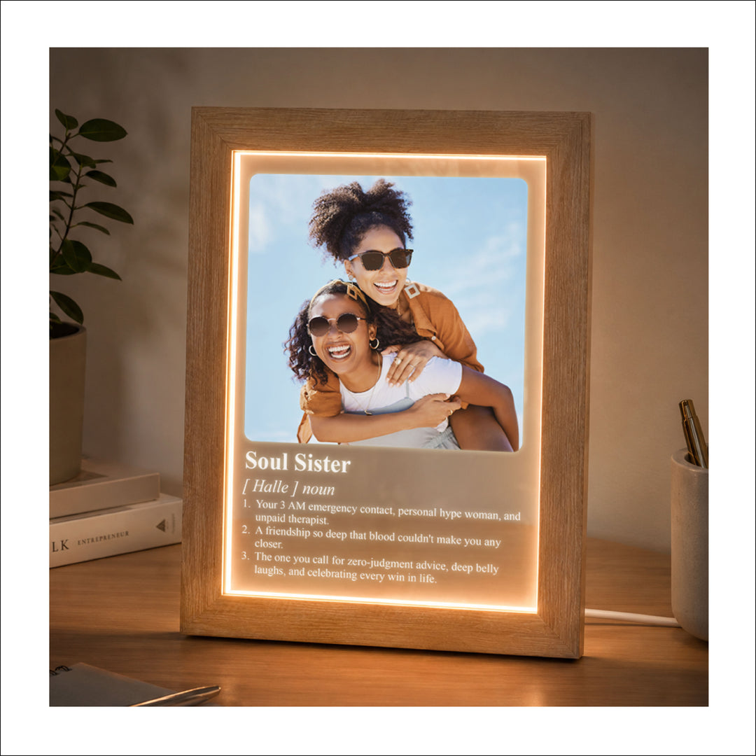 Personalised Family Definition Photo Frame, Custom Message Keepsake (USB Powered)