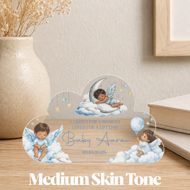 Personalised Baby Memorial Cloud Plaque - Blue