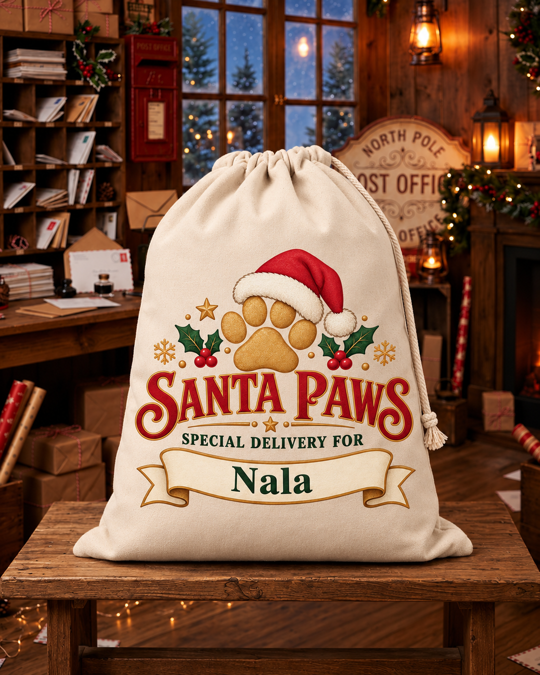 Personalised Santa Paws Christmas Sack for Pets