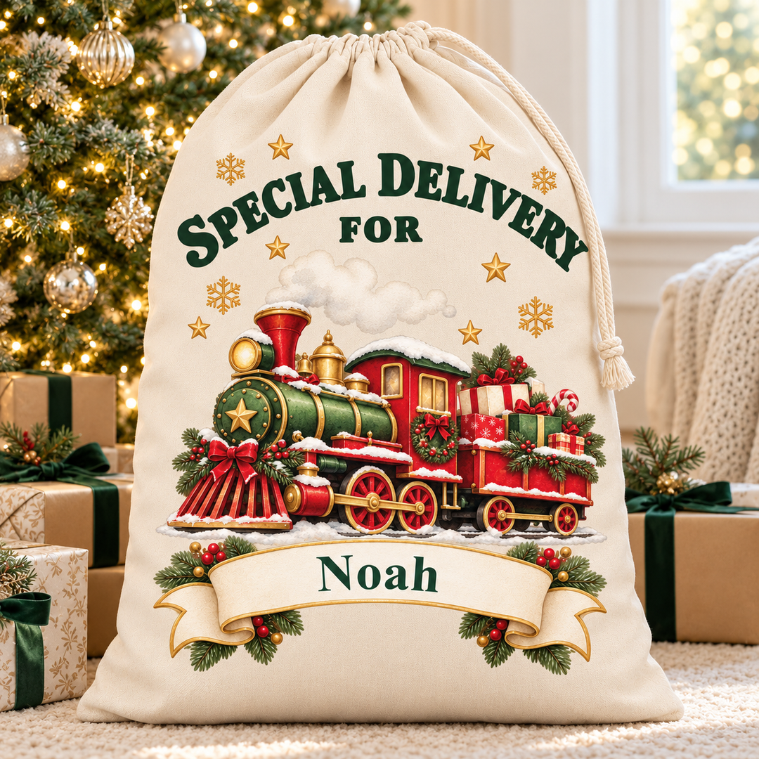 Personalised Christmas Train Sack