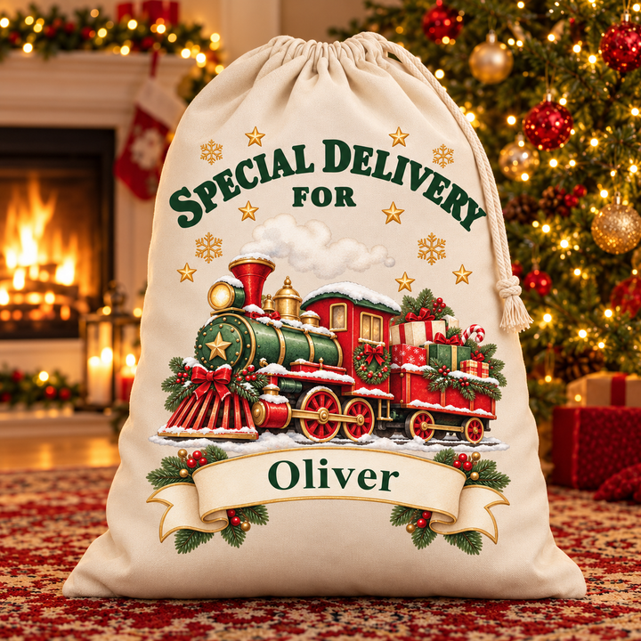Personalised Christmas Train Sack