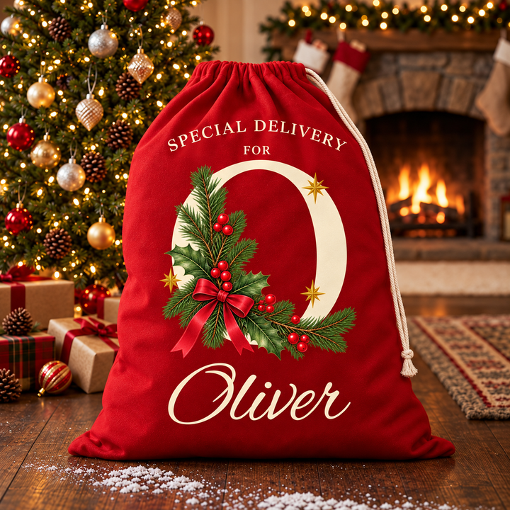 Personalised Woodland Initial Christmas Sack