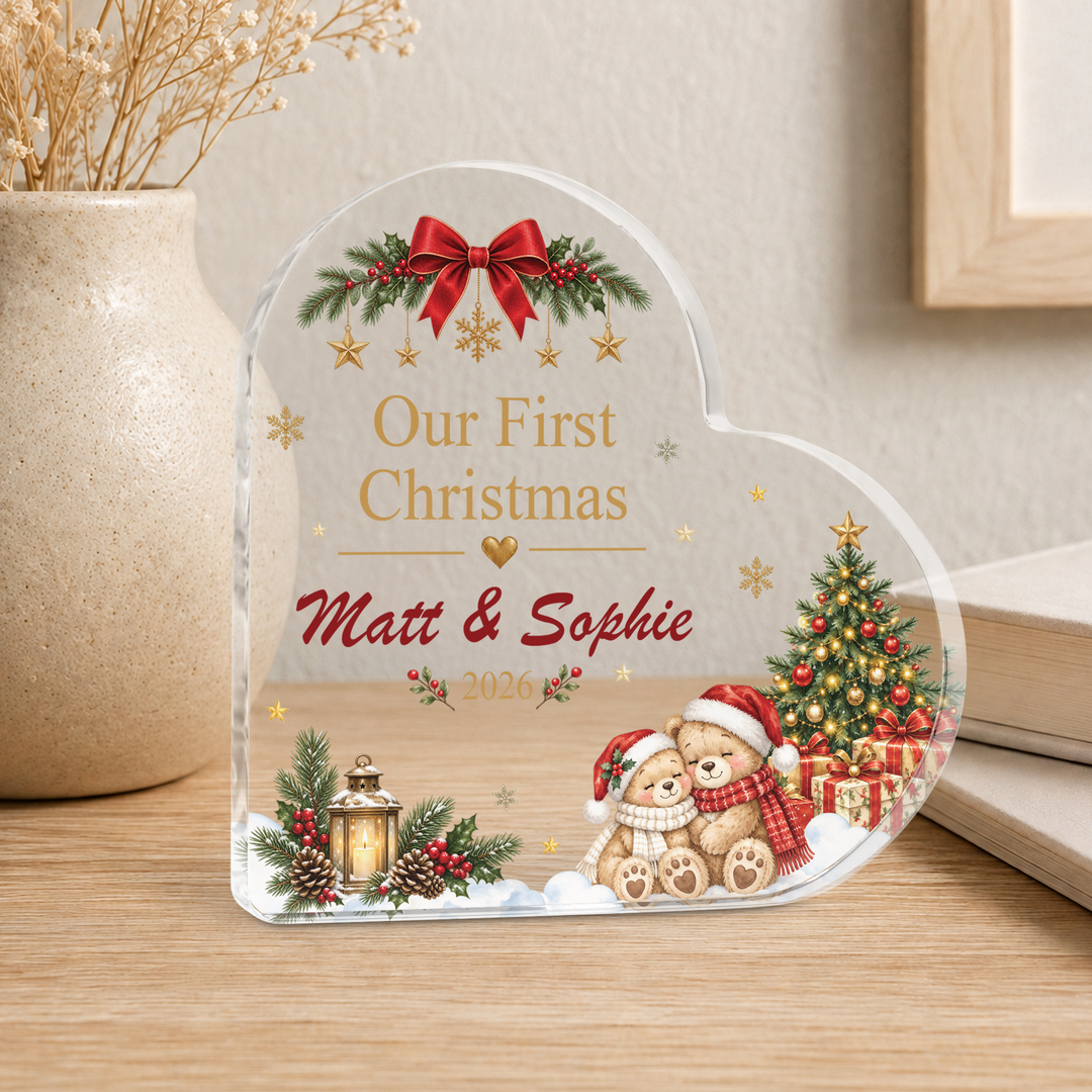 Personalised Our First Christmas Heart Acrylic Plaque