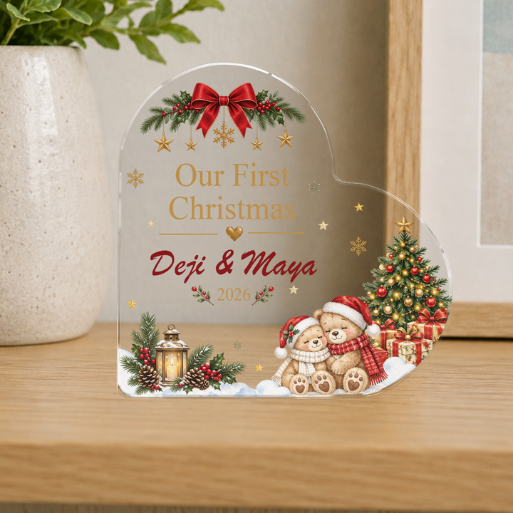 Personalised Our First Christmas Heart Acrylic Plaque