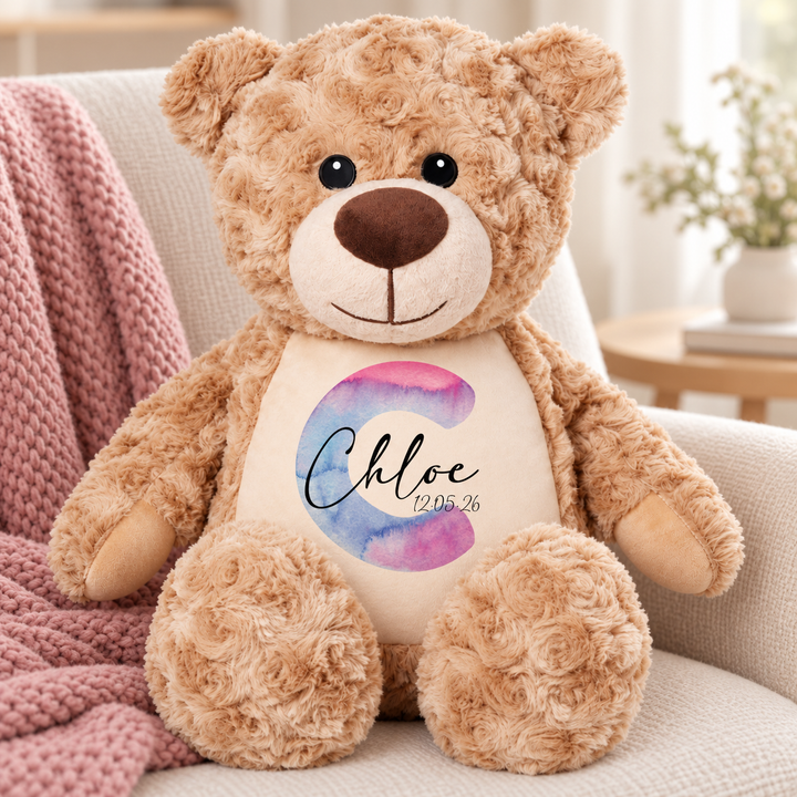 Personalised Watercolour Initial Large Bear