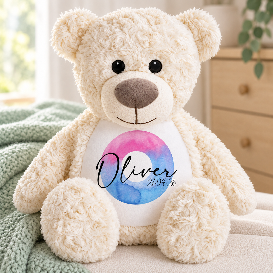 Personalised Watercolour Initial Large Bear
